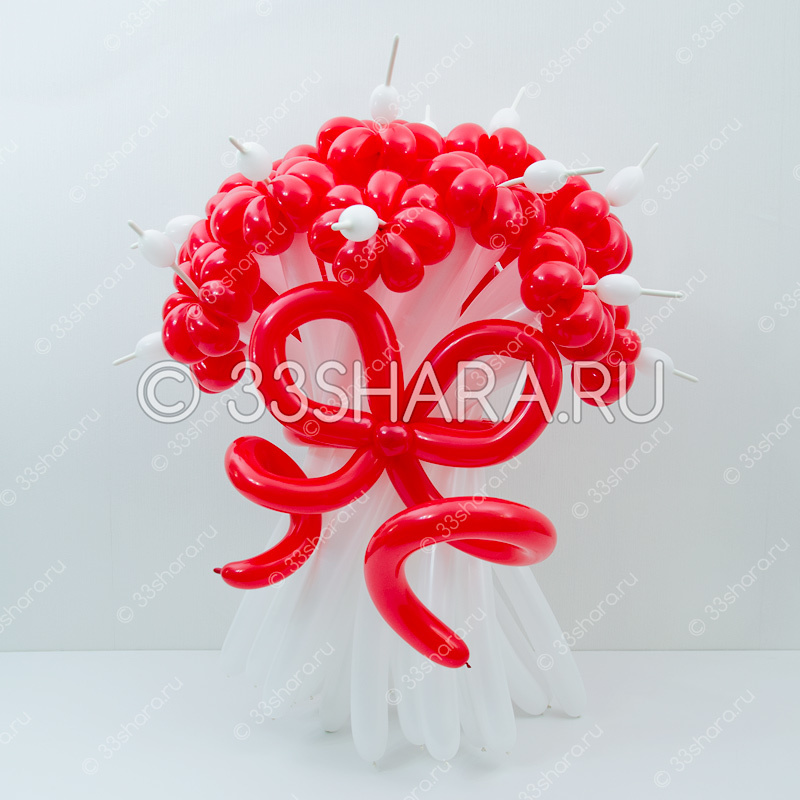 1-29 Большой красно-белый букет из воздушных шаров