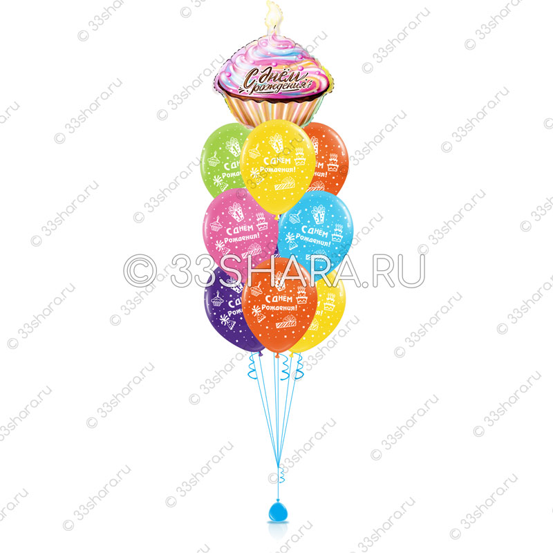 7-04 Фонтан С днем рождения из воздушных шаров во Владимире