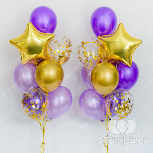 Фиолетово-золотой набор шаров