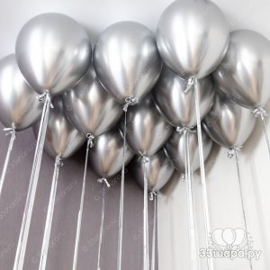 Серебряные шары "Хром" с дождиком