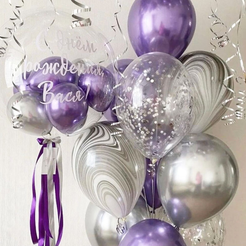 Набор шаров "Фиолетовый блеск" с большим шаром