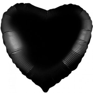 Сердце фольгированное черное 40 см